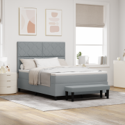 vidaXL Boxspring säng med madrass & bänk ljusgrå 160x200 cm tyg