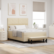 vidaXL Bäddmadrass med madrass och bänk beige 160x200 cm tyg