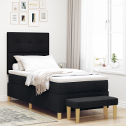 vidaXL Box Spring Säng med Madrass & Bänk Svart 80x200 cm Tyg