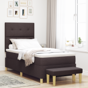 vidaXL Sängbotten med Madrass & Bänk Mörkbrun 90x200 cm Tyg