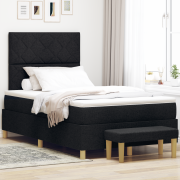 vidaXL Box Spring Säng med Madrass & Bänk Svart 120x190 cm Tyg