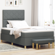 vidaXL Bäddmadrass med madrass & bänk mörkgrå 120x200 cm tyg