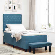 vidaXL Sängbotten med madrass & bänk mörkblå 100x200 cm Sammet