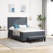 vidaXL Boxfjädersäng med madrass & bänk Mörkgrå 160x200 cm Sammet