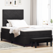 vidaXL Boxfjäderbädd med madrass & bänk svart 120x200 cm sammet