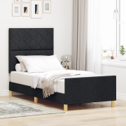 vidaXL Sängram Svart 90x190 cm Tyg