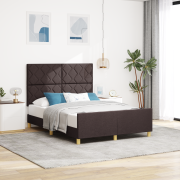 vidaXL Sängram Mörkbrun 140x200 cm Tyg