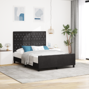 vidaXL Sängram Svart 160x200 cm Sammet