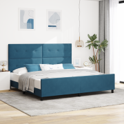 vidaXL Sängram Mörkblå 200x200 cm Sammet