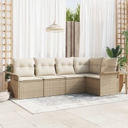 vidaXL 5-delat Trädgårdsoffset med Kuddar Beige Poly Rattan