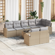 vidaXL 9 Delar Trädgårdsoff-set med Kuddar Svart Poly Rattan