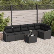 vidaXL 7-delat trädgårdsoff-set med kuddar Beige Poly Rattan