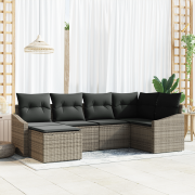 vidaXL 6-delat Trädgårdsoffaset med Kuddar Grå Poly Rattan