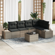 vidaXL 5-delat Trädgårdsoffa Set med Kuddar Svart Poly Rattan