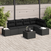 vidaXL 6-delat Trädgårdsoffaset med Kuddar Beige Poly Rattan