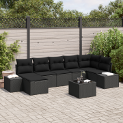vidaXL 8-delars Sofagrupp med Kuddar Beige Poly Rattan