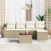 vidaXL 6-delat trädgårdsoff-set med kuddar beige poly rotting akacia