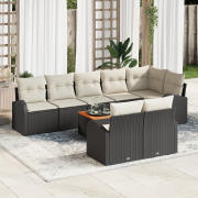 vidaXL 9-delars trädgårdsoff set med dynor svart poly rattan akacia