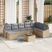 vidaXL 9-delat trädgårdsoffaset med kuddar Beige Poly Rattan Akacia