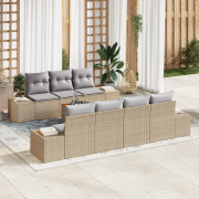 vidaXL 8-delat trädgårdsoffset med kuddar Beige Poly rotting Akacia