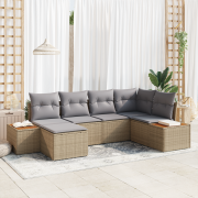vidaXL 6-delat trädgårdsoff-set med Kuddar Beige Polyroting Acacia