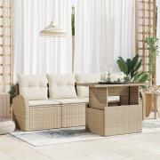 vidaXL 5-delat trädgårdsoffaset med kuddar beige poly rotting
