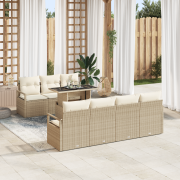 vidaXL 8-delars trädgårdsoffset med kuddar beige poly rattan
