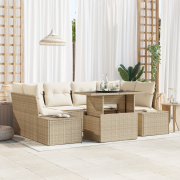 vidaXL 7-delars trädgårdsoffset med kuddar Beige Poly Rotting