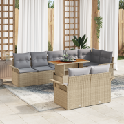 vidaXL 9-delat Trädgårdsdining Set med Kuddar Beige Konstrotting Akaci...
