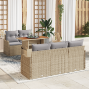 vidaXL 6 Delar Trädgårdsmöbelset med kuddar Beige Polyrotting Akacia
