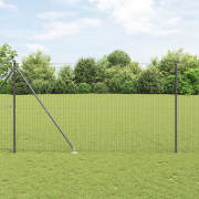 vidaXL Eurostängsel med 7 Pinnar 1,6x10 m Galvaniserat Stål Grå
