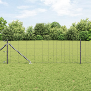 vidaXL Euro Staket med 7 Spikposter 0.6x10 m Galvaniserat Stål Grå
