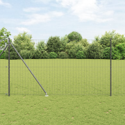 vidaXL Euro Stängsel med 7 Spikposter 1.5x10 m Galvaniserat Stål Grå