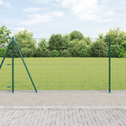 vidaXL Euro Staket med 7 Flangade Stolpar 1,2x10 m Galvaniserat Stål
