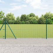 vidaXL Euro-staket med 7 flangade stolpar 1x10 m galvaniserat stål