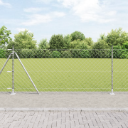 vidaXL Kedjestängsel med 7 flangerade stänger 0,8 x 10 m galvaniserat ...