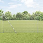 vidaXL Svetsat Trådstängsel med 7 Spikposter 1.5x10 m Galvaniserat Stå...
