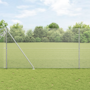 vidaXL svetsat trådgaller med 7 spikstolpar 1,6x10 m galvaniserat stål