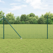 vidaXL Svetsat Nätstängsel med 7 Spikstolpar Grön 1.4x10 m Stål