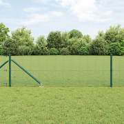 vidaXL svetsat trådgärde med 13 spikposter Grön 0.5x25 m Stål