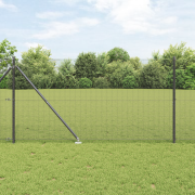 vidaXL Svetsad Trådgrind med 13 Spikposter Grå 1.4x25 m Stål