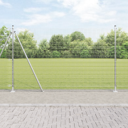 vidaXL Svetsat Trådstaket med 7 Flangrade Stolpar 1.4x10 m Galvanisera...