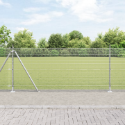 vidaXL Svetsat Trådstängsel med 13 Flangerade Stolpar 1x25 m Galvanise...