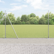 vidaXL svetsat trådstängsel med 13 flänsade stolpar 1,5 x 25 m galvani...