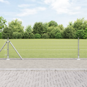 vidaXL svetsat stängsel med 13 flänsade stolpar 0.4x50 m galvaniserat ...