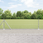 vidaXL Svetsat Trådgaller med 13 Flangerade Poster 0.6x100 m Galvanise...