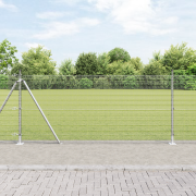 vidaXL Svetsat Trådstängsel med 13 Flangerade Stolpar 0.8x100 m Galvan...