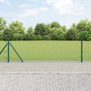 vidaXL Svetsat Trådstängsel med 7 Flänsade Stolpar Grön 0.4x10 m Stål