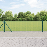 vidaXL Svetsad Trådstängsel med 13 Flangade Stolpar Grön 0.5x25 m Stål