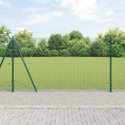 vidaXL Svetsat Trådstängsel med 13 Flangade Stolpar Grön 1.2x25 m Stål